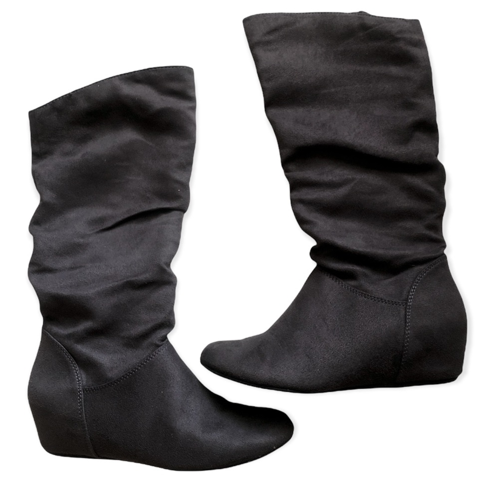 Gray Suede Heeled Boots